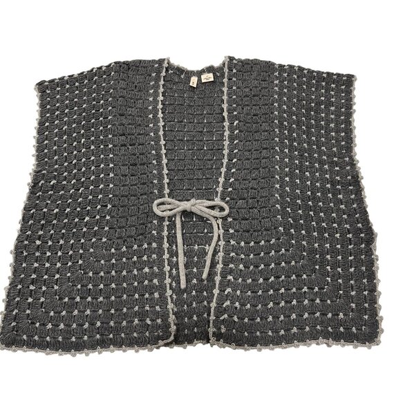 Anthropologie Moth Crochet Boxy V-neck Vest, Gray, S - Picture 2 of 12